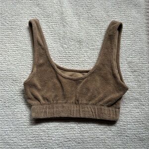 Zara brown terry cloth top